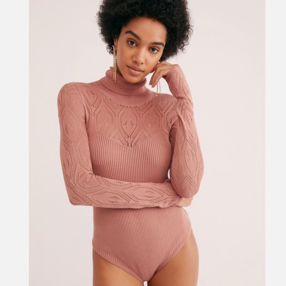Free People Pointelle Turtleneck Bodysuit - Picture 1 of 6